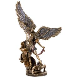 Top Collection Archangel St. Michael Statue - Michael Archangel of Heaven Defeating Lucifer in Premium Cold-Cast Bronze - 14.5-Inch Collectible Angel Figurine