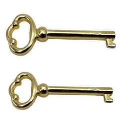 SupplyInfinite Universal Skeleton Key: Brass Reproduction for Cabinets, Curio, Jewelry Boxes, Desk, and More - Pack of 1 - KY-2 (Brass, Set of 2)