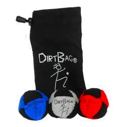DIRTBAG Classic Footbag Hacky Sack 3 Pack with Pouch, Unique, Footbag Set with Signature Carry Bag.