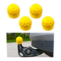 Dickno 4 PCS Trailer Ball Cover, 2 Inch Rubber Waterproof Towing Hitch Ball Protector, Universal Dustproof Tow Ball Protective Cap Replacement for Trailer RV Caravan Truck Boat (Yellow)
