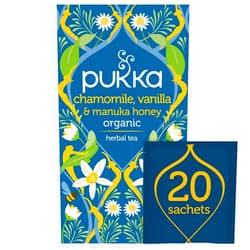 Pukka Organic Herbal Tea, Chamomile, Vanilla & Manuka Honey Tea, Honey & Fennel Blend, 20 Total Tea Bags