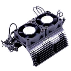 Power Hobbies Powerhobby Aluminum Heat Sink with Twin Turbo High Speed Fans Sets for 1:8 Motors with Around 40.8mm Diameter (Black)