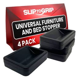 SlipToGrip Bed and Furniture Stopper - Bed Stoppers to Prevent Sliding - Bed Frame Wheel Stoppers - Bed Wheel Stopper - Wheel Stoppers for Rolling Furniture - Black (Set of 4)
