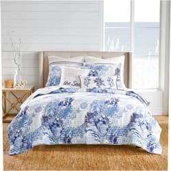 Levtex Home - Reef Dream Quilt Set - Full/Queen Quilt and Two Standard Shams - Coastal - Quilt (88x92in.) and Shams (20x26in.) - Reversible - Cotton/Cotton