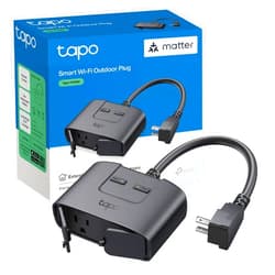Tapo TP-Link Tapo Matter Outdoor Smart Plug, 2 Individual outlets, IP65 Weather Resistance, Works with Apple Home, Alexa, Google Home, Long Wi-Fi Range, 2.4G Wi-Fi Only, ETL Certified(Tapo P400M)