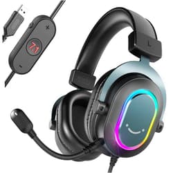 FIFINE Gaming Headset for PC-Wired Headphones with Microphone-7.1 Surround Sound Computer USB Headset for Laptop, Streaming Headphones on PS4/PS5, with EQ Mode, RGB, Soft Ear Pads - AmpliGame H6