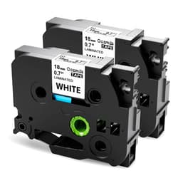 Oozmas Tz Tape 18mm 0.7 Laminated White Replacement for TZe-241 TZe Ptouch Black on White Compatible with Brother P-Touch Label Maker Refills PTD400 PTD600, 3/4 Inch x 26.2 feet, 2 Pack