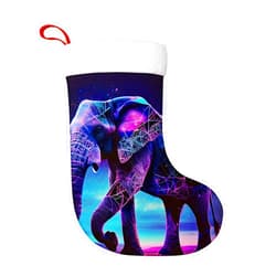 Yioniii Christmas Stockings,Pink Purple Star Elephant Pattern Xmas Stocking, Holiday and Family Stocking for Fireplace Christmas Holiday Party Decoration 18 Inches Purple