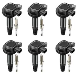 BDFHYK Ignition Coils UF553 and Iridium Spark Plug 5019 Compatible with Edge Flex Fusion Taurus Lincoln MKS MKT MKX MKZ Mercury Sable V6 3.5L 3.7L Replaces UF595 5C1652 C1595 DG520 E1053 Set of 6