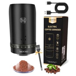 MOVNO Portable Burr Coffee Grinder Electric, Small Cordless Electric Bur Grinder, 40 Adjustable Settings, 1800mAh Coffee Bean with Conical Ceramic Burr, for Travel, Camping, Espresso, etc