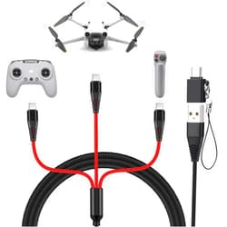 Weishan Charger for DJI Mini 4 Pro, Mini 3 Pro, Mavic 3, Air 2S, Avata Drone, 3-in-1 3A Fast Charging Cable USB C Cord with Adapter for DJI FPV Remote Controller Motion Controller Battery Accessories, 4ft
