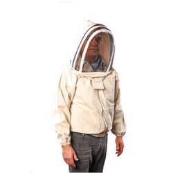 FOREST BEEKEEPING SUPPLY Canvas Cotton Jacket with Fencing Veil Hood, Professional Premium Beekeeper Jackets (XL)