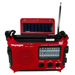 Kaito KA500IP-RED Voyager Solar/Dynamo AM/FM/SW NOAA Weather Radio with Alert and Cell Phone Charger, Red