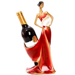Yesland Wine Bottle Holder, Resin Wine Rack Red Single Beauty Lady Statue Wine Holder Stand Decor for Kitchen Bar Countertop Tabletop - 13.5 x 6.5 x 5.5 Inch