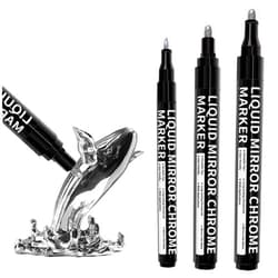 HTVRONT Silver Liquid Mirror Chrome Marker 3PCS - Paint Pen Permanent Metallic 3 Nibs- Silver Chrome Paint Pen for Models, Paintings, Toys or Car Accessories