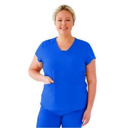 ave. Women's Monroe Two Pocket V-Neck Tunic Scrub Top in Charcoal