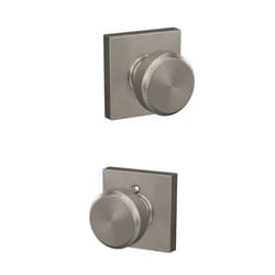 Schlage F10 BWE 619 COL Bowery Door Knob with Collins Trim, Hall & Closet Passage Lock, Satin Nickel
