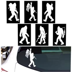 Frienda 6 Pieces Bigfoot Bumper Sticker Bigfoot Holding Flag Decal Bigfoot Car Decal Sasquatch Sticker Sasquatch Vinyl Decal for Car Truck Van SUV Window Funny Motorcycle Laptop Home Decor Boat Decals