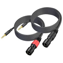 AuxLink XLR to 3.5mm 15ft 2Pack, XLR Male to 1/8 inch Cable Nylon Braided, Unbalanced TRS to XLR Microphone Cable Gold-Plated Compatible with iPhone, Laptop, Voice Recorder