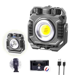 ErayLife Rechargeable LED Work Light, COB Dual-Sided Magnetic Work Light with Hanging Hook, 5000mAh Portable Light with 6 Modes & 360°Rotate Waterproof for Job Site, Outdoor, Car Repairing, Emergency