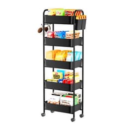 Simple Trending 5 Tier Rolling Storage Cart, Utility Organizer Shelves with Wheels for Kitchen Bathroom, Basket 17.5