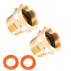 Kbrotech Brass Garden Hose Adapter, 3/4” GHT Female x 3/4” NPT Male Connector,GHT to NPT Adapter Brass Fitting,Brass Garden Hose to Pipe Fittings Connect 2pcs (3/4” GHT Female x 3/4” NPT Male)
