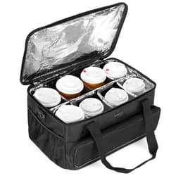 Trunab Reusable 8 Cups Drink Carrier for Delivery with Adjustable Dividers, Handle with Carrying Strap Tote Holder Insulated Bag for Beverages,Food Take Out,Outdoors