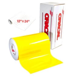 ORACAL 651 Gloss Yellow Adhesive Craft Vinyl for Cameo, Cricut & Silhouette Including Free Roll of Clear Transfer Paper (6ft x 12