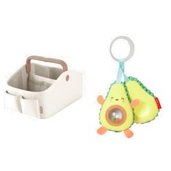Skip Hop Diaper Caddy Organizer with Touch Sensor Night Light and Avocado Stroller Toy with Peek-a-Boo Rattle