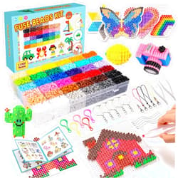Meland Fuse Beads Kit - 11,000 pcs 36 Color Beads for Craft for Girls Age 5-12 Year Old,5MM Melty Beads Set Including 5 Pegboards, Ironing Paper & Chain Accessories Iron Beads Christmas Birthday Gift