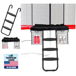 Eurmax USA Universal Easy-to-Assemble Trampoline Ladder, 3 Steps with Wide Steps, Storage Bag, 220 lbs Capacity Trampoline Accessories for Children Kids, Black