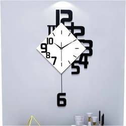 YIJIDECOR Decorative Wall Clock for Living Room Decor Large Modern Wall Clocks with Pendulum Battery Operated for Bedroom Office Kitchen Home Black Wood Silent Wall Clock Non Ticking 11.8 * 19.7