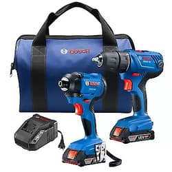 BOSCH 18V 2-Tool Combo Kit with 1/2 In. Compact Drill/Driver and 1/4 In. Hex Impact Driver GXL18V-26B22
