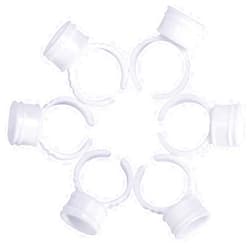 Littlestar-cn 500 pcs Disposable Plastic Rings Cups ，Medium Size，Glue Holder Nail Art Tattoo Glue Rings Holder Eyelash Extension Rings Adhesive Pigment Holders Finger Hand Beauty Tools (white)