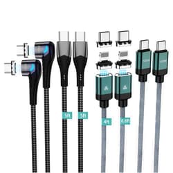 CNakdDG 100W Magnetic Charging Cable,Magnetic Right Angle USB C Cable,480Mbps Data Transfer,5A Fast Charging,Compatible with USB C Device (4, Straight-4 in 1, 100W)