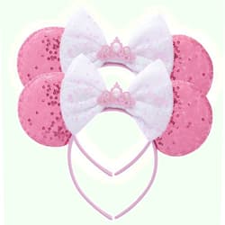 SynoRiver 2 Pcs Mouse Ears Headband, Mouse Ears Sequin Bow Headbands for Women Girls, Cosplay Accessories Party Decorations