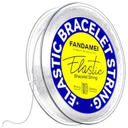 FANDAMEI 0.5mm Elastic Bracelets Strings Cord, Elastic Crystal Stretch Bead Cord for Jewelry Making, Clear Stretchy Elastic String Cord for Beading, Transparent Thread for Bracelet Necklace Making