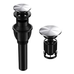 Hurran Bathroom Sink Drain with Overflow, Hurran Universal Bathroom Sink Stopper for Bathroom Vanity Vessel Sink, Rapid Draining Plastic Pop-up Sink Drain with Hair Catcher Anti-Clog Strainer, Brushed Nickel