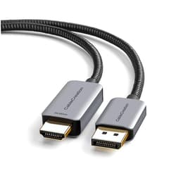 CableCreation Active DP to HDMI Cable HDR 4K@60Hz 2K@144Hz 1080P@144Hz, 8FT Unidirectional DisplayPort to HDMI Monitor Cable, DP 1.4 to HDMI 4K Braided, Support Eyefinity Multi-Display, Aluminum