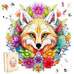 Qiuenisray Wooden Puzzles for Adults,Fox Wooden Jigsaw Puzzles 200pcs,10.9X10.4inch,Medium,Unique Shape Animal Adult Puzzles,Irregular Wood Puzzles Creative Gift for Adults and Kids Family Game