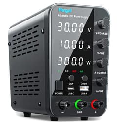 HANGELL DC Power Supply Variable, 30V 10A Bench Power Supply with Encoder Coarse & Fine Adjustments Knob, Adjustable Switching Regulated lab Power Supply with 5V 3.6A USB & Type-C Quick-Charge