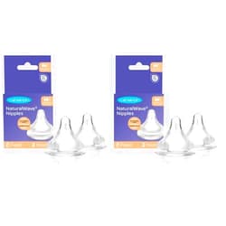 Lansinoh NaturalWave Baby Bottle Nipples, Medium Flow, Size 3M, Anti-Colic, 2 Count (Pack of 2)
