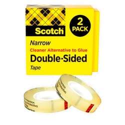Scotch Double Sided Tape, 1/2 in x 900 in, Permanent, 2 Boxes/Pack (665-2PK)