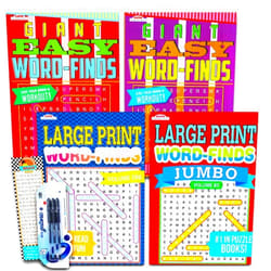Bendon Word Find Puzzle Books for Adults Seniors - Set of 4 Jumbo Word Search Books with Large Print (Over 380 Pages Total with Bookmark)