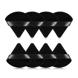 RAREIUS 8Pcs of Triangular Powder Puff Makeup Sponges, Made of Super-soft Velvet, Designed for Contouring, Eye, and Corner, Beauty Blender Foundation Mixing Container.(Black)