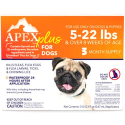 APEX ANIMAL HEALTH Apex Plus Flea and Tick Prevention for Dogs | Small (5-22 lbs) | 3-Month Supply | Dog Flea and Tick Treatment | 24-Hour Activation, Waterproof, 30-Day Protection
