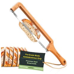Keechee Sourdough Bread Knife – Extra Large Bread Slicer for Homemade Bread with Thickness Guide & Stainless Steel Blade, Even Slice Cutter for Baguettes, Bagels, Gift for Bread Lovers