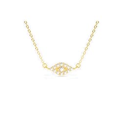 CHARU JEWELS 14k Gold Diamond Evil Eye Necklace / 14k Gold Necklace/Moissanite Diamond Necklace/Good Luck Necklace/Everyday Jewelry - 14K Solid Gold