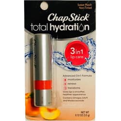 ChapStick Total Hydration Sweet Peach Lip Balm Tube, Triple Action Formula Hydrating Lip Care - 0.12 Oz
