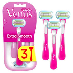 Gillette Venus Razors for Women, Extra Smooth Disposable Women's Razors, Moisture Ribbon, Protects from Skin Irritation, 5-Bladed Razors, 3 Count